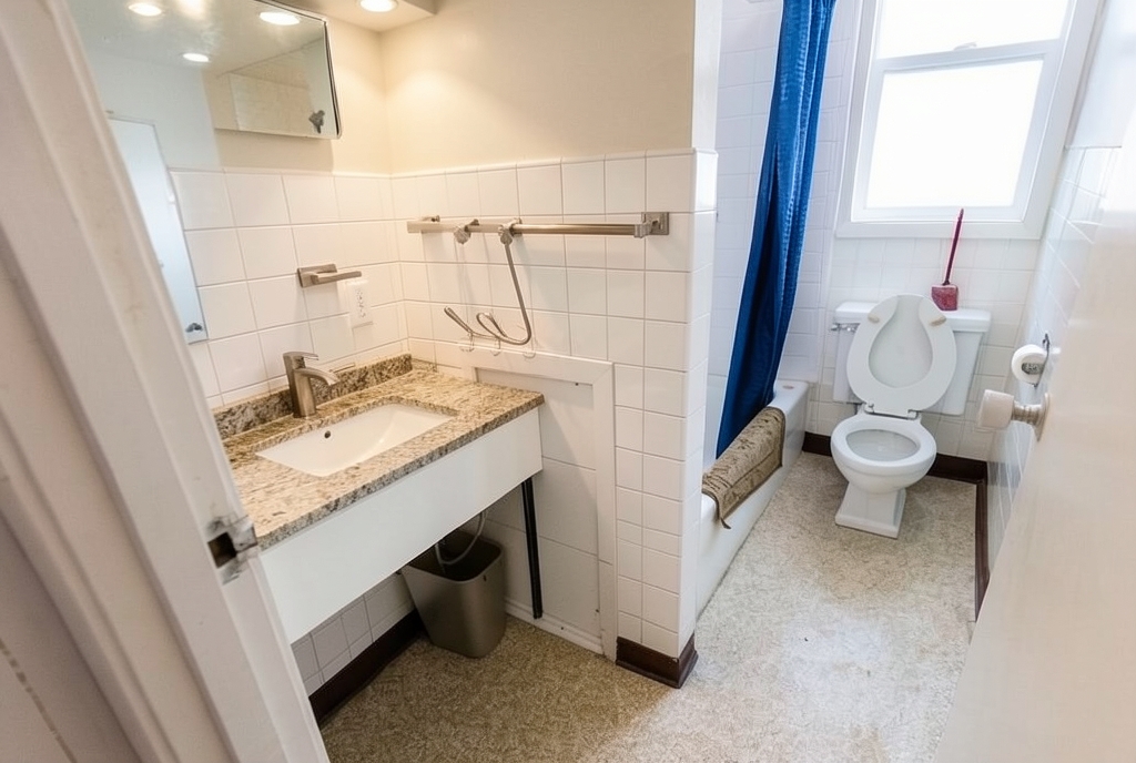 Bathroom remodel idea: AI render of a public domain photo
