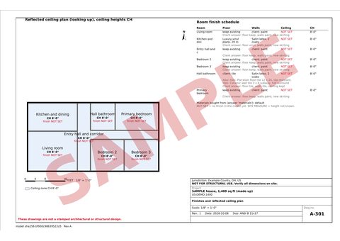 Finishes plan from the sample set